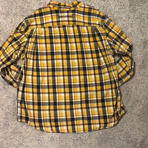 Duluth Trading Co. Free Swinging Yellow Plaid Flannel Shirt 2XL - Picture 4 of 5